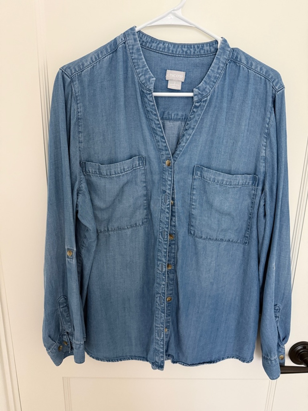Chico's Medium Blue Denim Button-Front Shirt